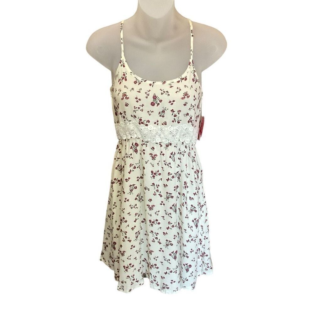 Dream Star A-Line  Knee Length Cream Floral Print Summer Dress Girls Size L